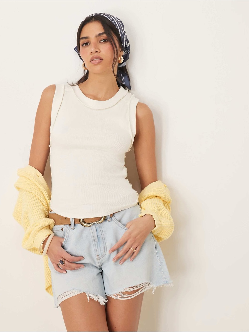 Free People kate tank top in ivory- M